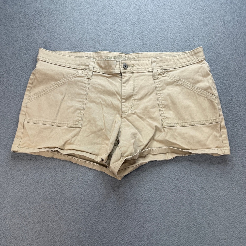 Arizona Jean Co Chino Shorts Womens 15 Tan Cotton Spandex Stretch Casual Summer